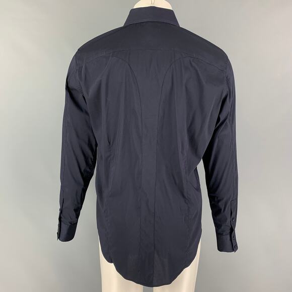 LAB by PAL ZILERI Size M Navy Cotton Blend Button Down Long Sleeve Shirt - Picture 3 of 5